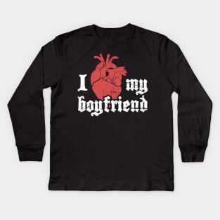 I Love My Boyfriend | Cute Emo Design Kids Long Sleeve T-Shirt